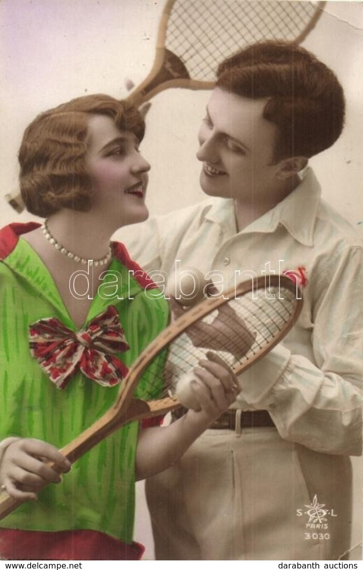 T2/T3 Lady And Gentleman With Tennis Rackets. SOL Paris 3030. (EK) - Zonder Classificatie