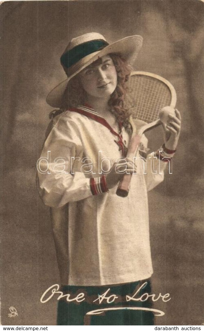 * T2/T3 One To Love. Lady With Tennis Racket. Raphael Tuck & Sons' 'Hand Coloured Photogravure' Postcard 4356. (EK) - Zonder Classificatie