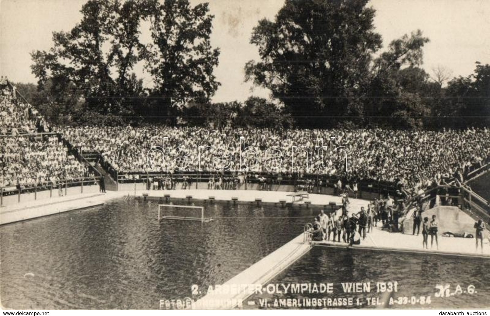 ** T1/T2 1931 Vienna, Wien; Arbeiter-Olympiade / International Workers' Olympiad, Swimming Pool. Foto Farhgruppe. Photo - Zonder Classificatie