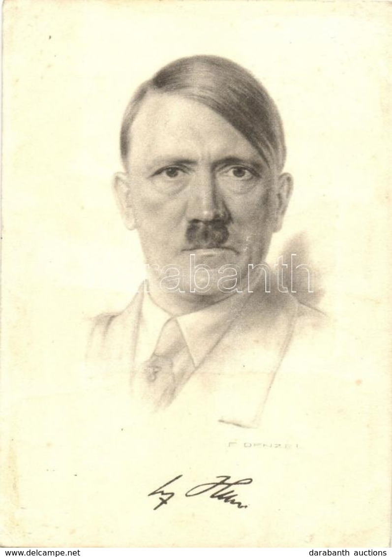 * T3 Adolf Hitler, NSDAP German Nazi Party Propaganda S: F. Denzel + 1937 April 20. (Hitler's Birthday) DSG 'Kraft Durch - Zonder Classificatie