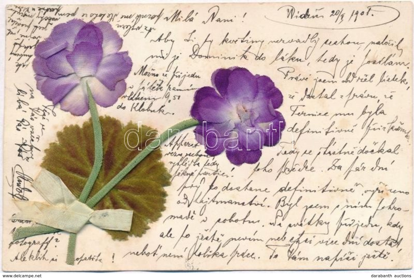 T2/T3 1901 Flowers, Silk Greeting Card (EB) - Zonder Classificatie