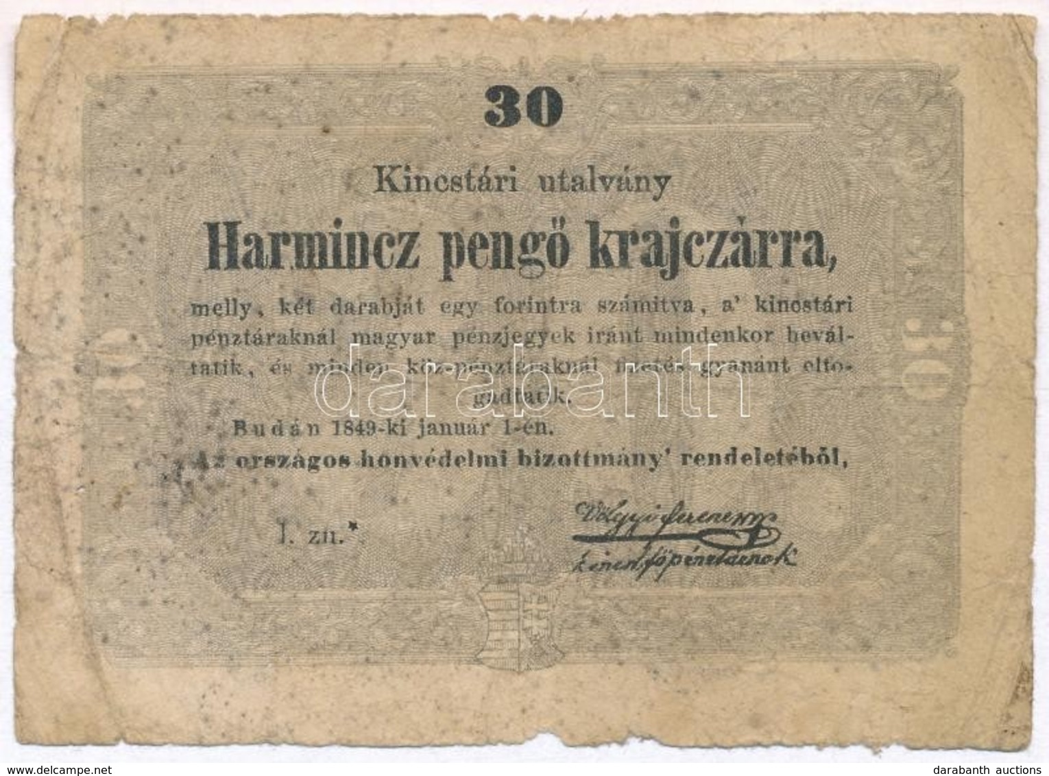 1849. 30kr 'Kossuth Bankó' Csillagos Sorozatszámmal T:III-,IV
Adamo G103A - Zonder Classificatie