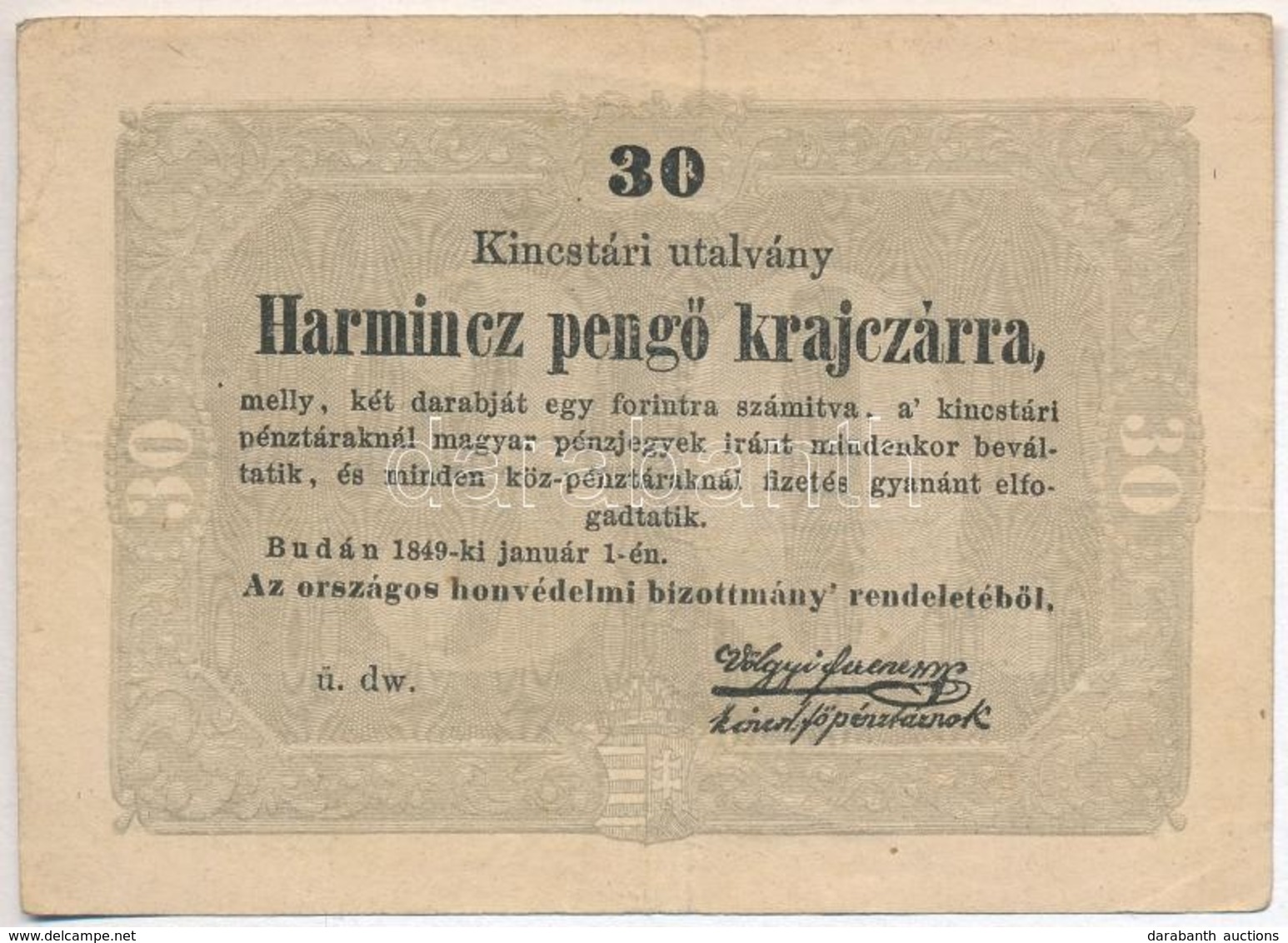 1849. 30kr 'Kossuth Bankó' T:III
Adamo G103 - Zonder Classificatie