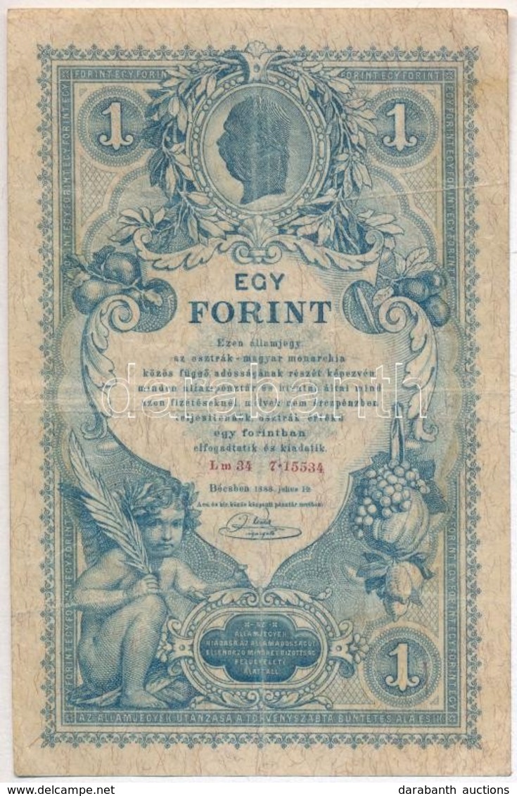 1888. 1Ft/1G T:III,III-
Hungary 1888. 1 Forint / 1 Gulden C:F,VG
Adamo G126 - Zonder Classificatie