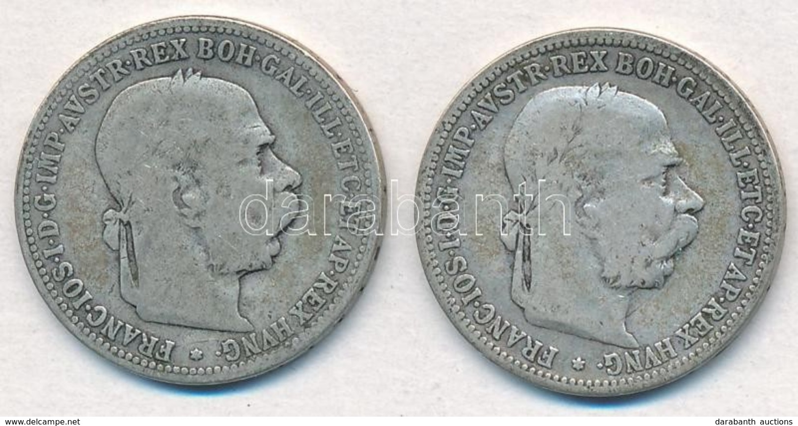 Ausztria 1893. 1K Ag 'Ferenc József' (2x) T:2-,3 Austria 1893. 1 Corona Ag 'Franz Joseph' (2x) C:VF,F - Zonder Classificatie