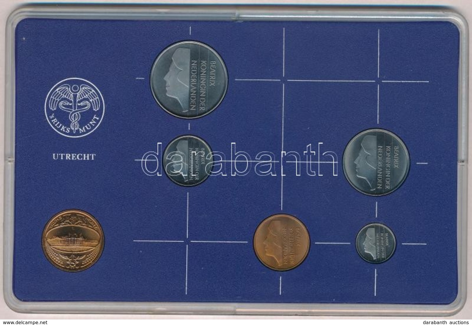 Hollandia 1985. 5c - 2 1/2G (5xklf) + 1985. 's Rijks Munt 1985 (Királyi Verde)' Br Zseton, Műanyag Tokban T:1 Netherland - Zonder Classificatie