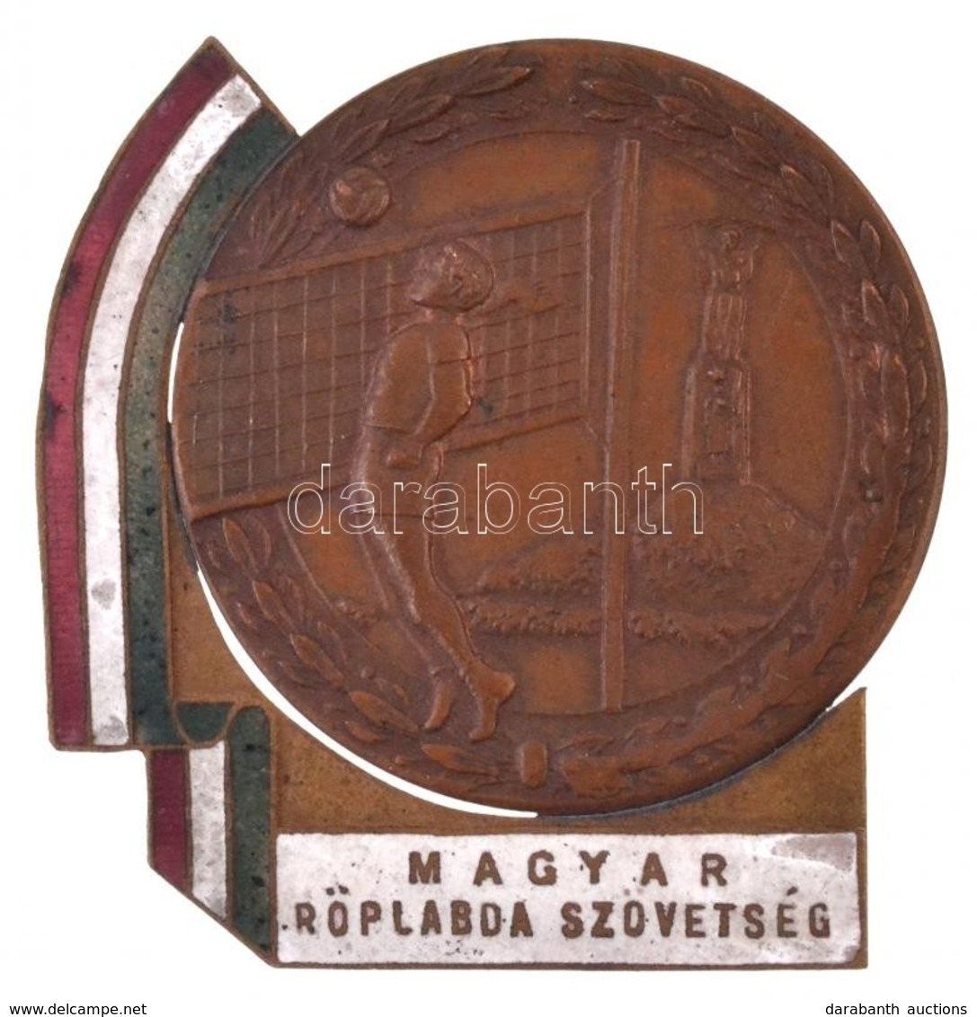 1950. 'Magyar Röplabda Szövetség / Terem I. O. Ffi. III. 1950' Részben Zománcozott Fém Díjérem (43,5x45mm) T:2 Kis Patin - Zonder Classificatie