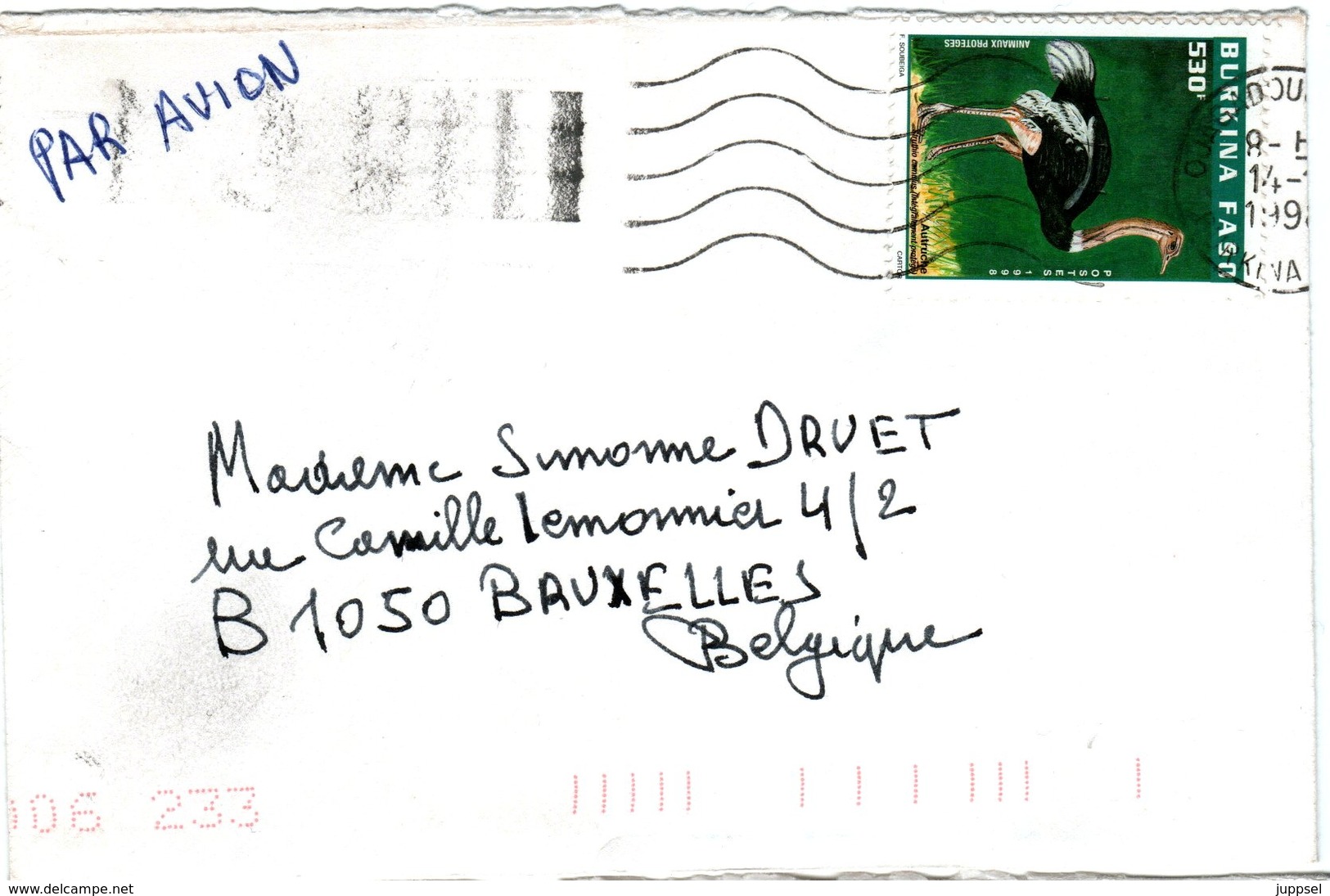 BURKINA  FASO,   Letter,  Bird   /    Lettre,  Oiseau - Autruches