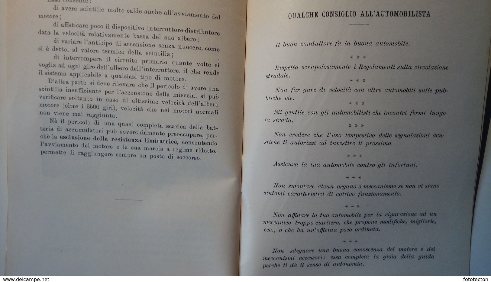 Manuale Auto - Il Sistema Di Accensione (a Spinterogeno), Scuola Conducenti Di Automobili - 1928 - Altri & Non Classificati