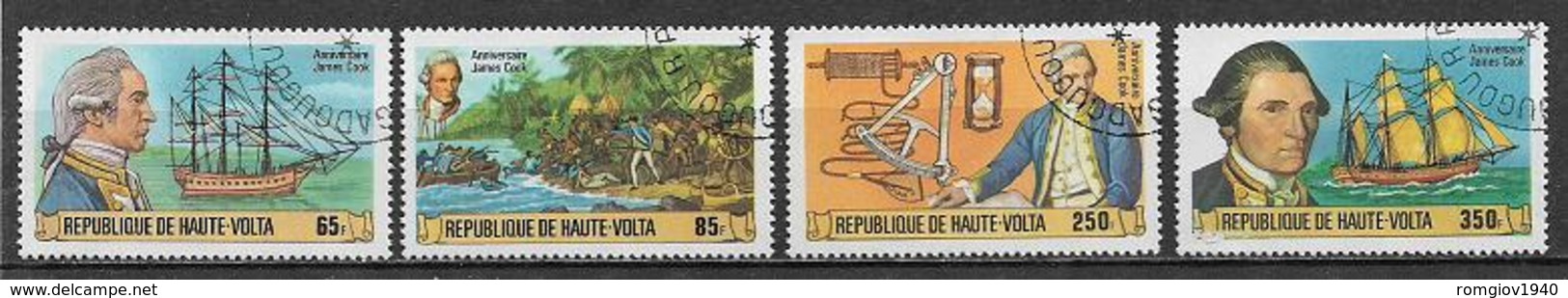 REPUBBLICA DELL'ALTO VOLTA 1978 NASCITA DI JAMES COOK YVERT. 459-462 USATA VF - Haute-Volta (1958-1984)