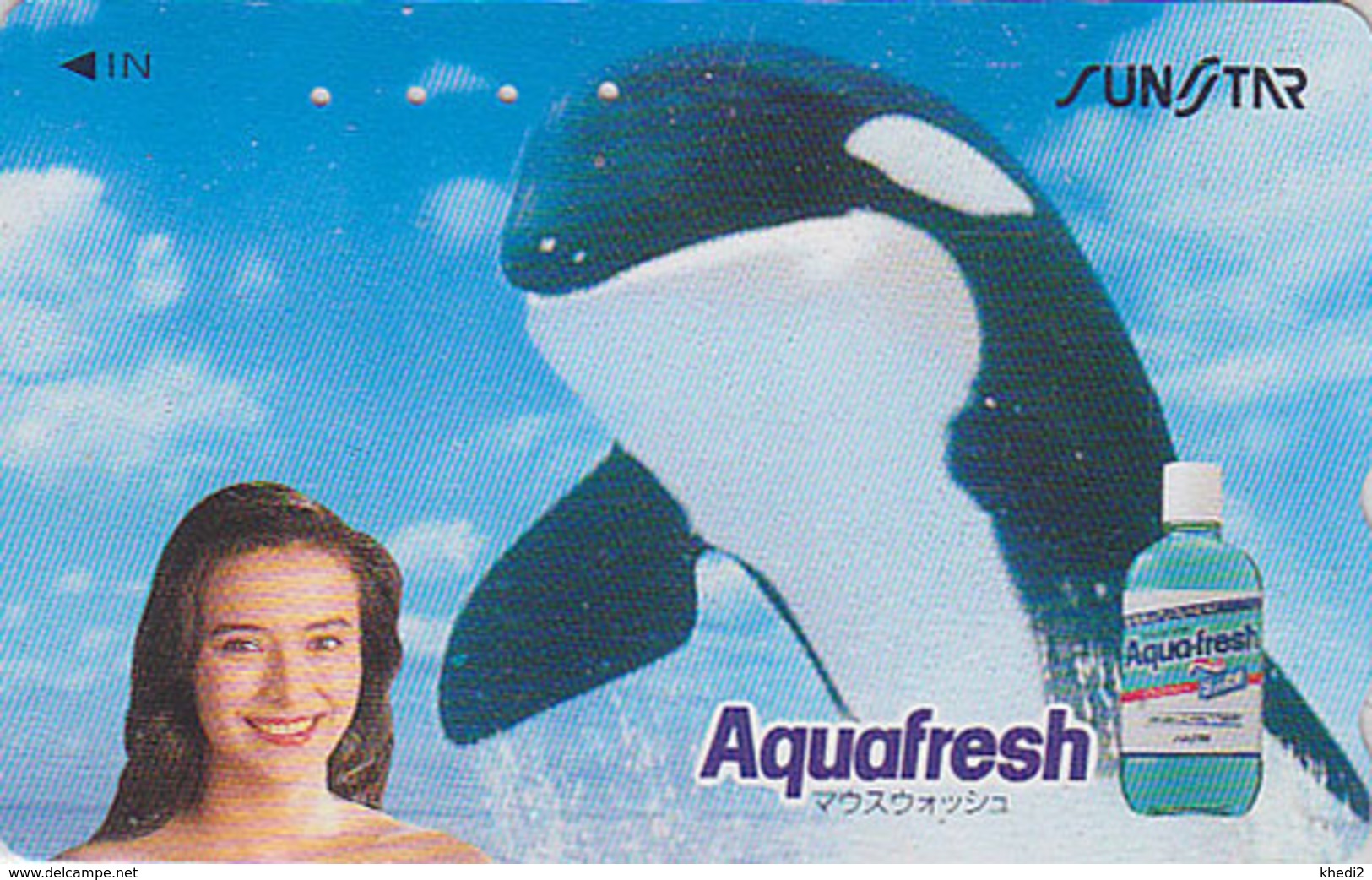 Télécarte Japon / 110-011 - ANIMAL - BALEINE ORQUE & Femme - ORCA WHALE & Girl Japan Phonecard - 314 - Delfines