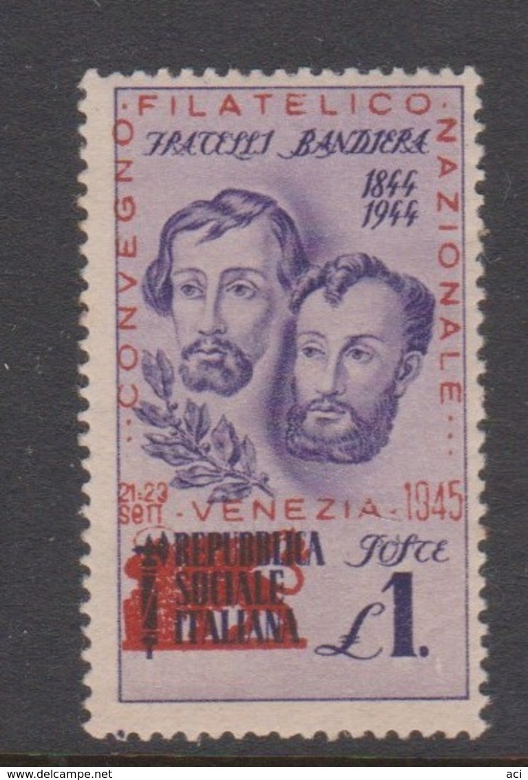 Italy S 513 1945 Bandiera Brothers Lire Una Overprinted  Venezia Convegno Filatelico,Mint Never Hinged, - Emissions Locales/autonomes