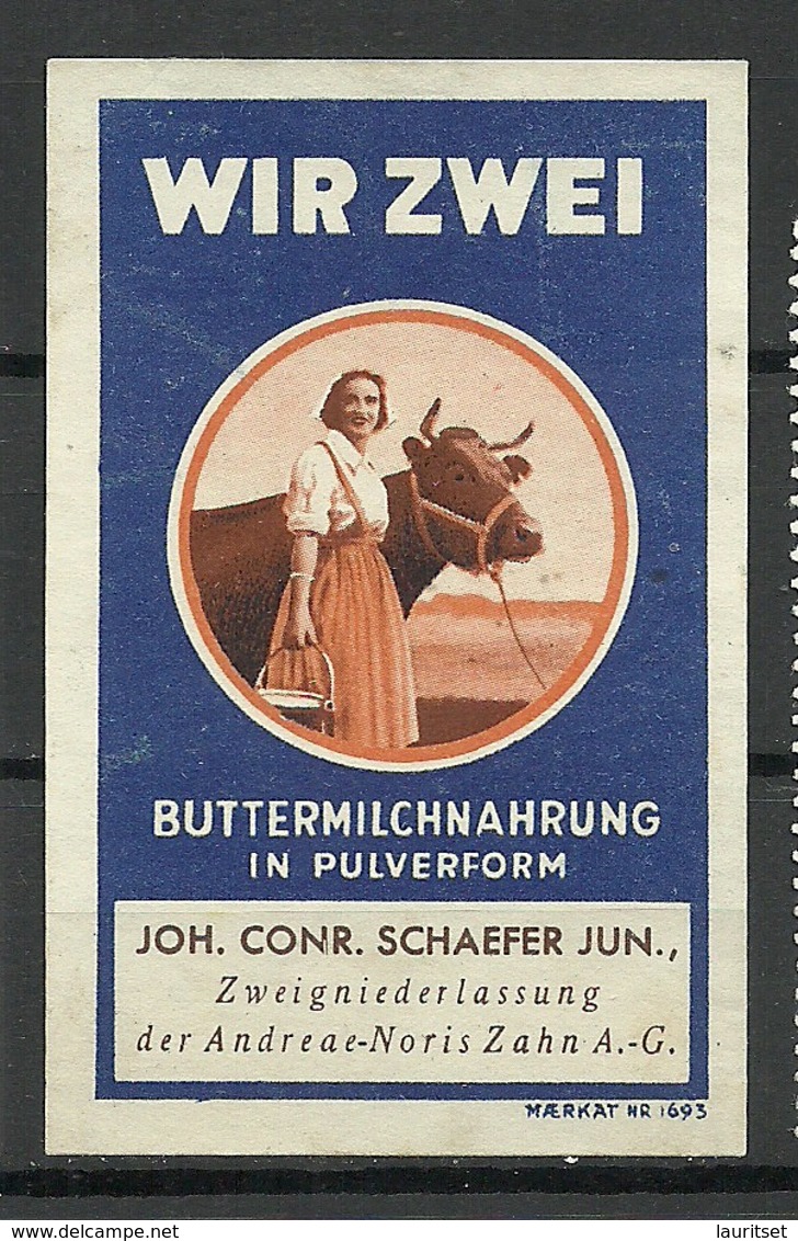 GERMANY Buttermilchnährung In Pulverform Joh. Conr. Schaffer Andreae-Noris Zahn A. G. Werbemarke - Vignetten (Erinnophilie)