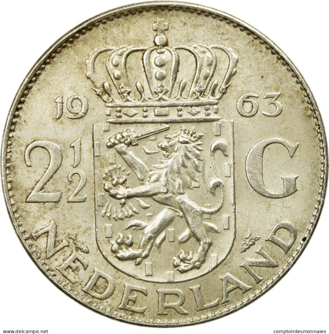 Monnaie, Pays-Bas, Juliana, 2-1/2 Gulden, 1963, SUP, Argent, KM:185 - 1948-1980 : Juliana