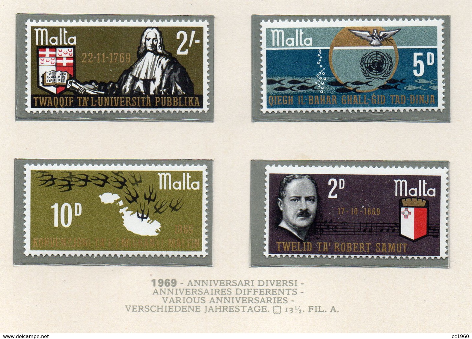 Malta - 1969 - Anniversari Diversi - 4 Valori - Nuovi - Vedi Foto - (FDC14022) - Malta