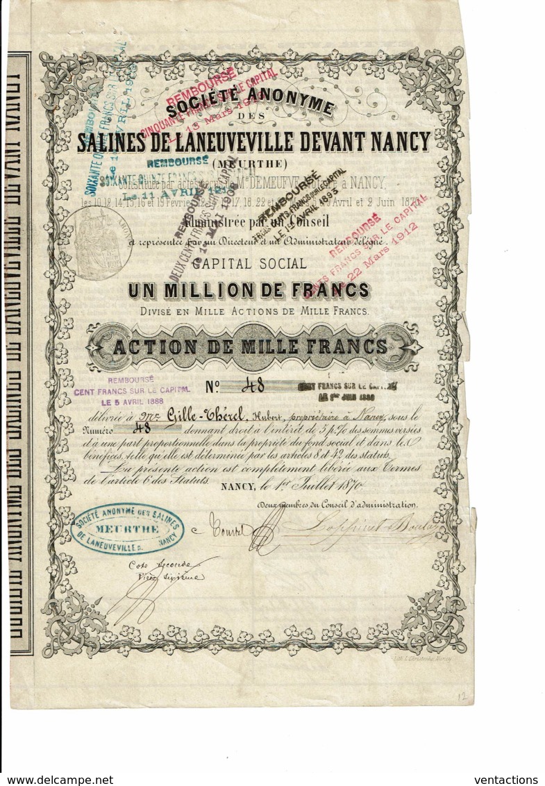 54-SALINES DE LANEUVEVILLE DEVANT NANCY. 1870. - Other & Unclassified