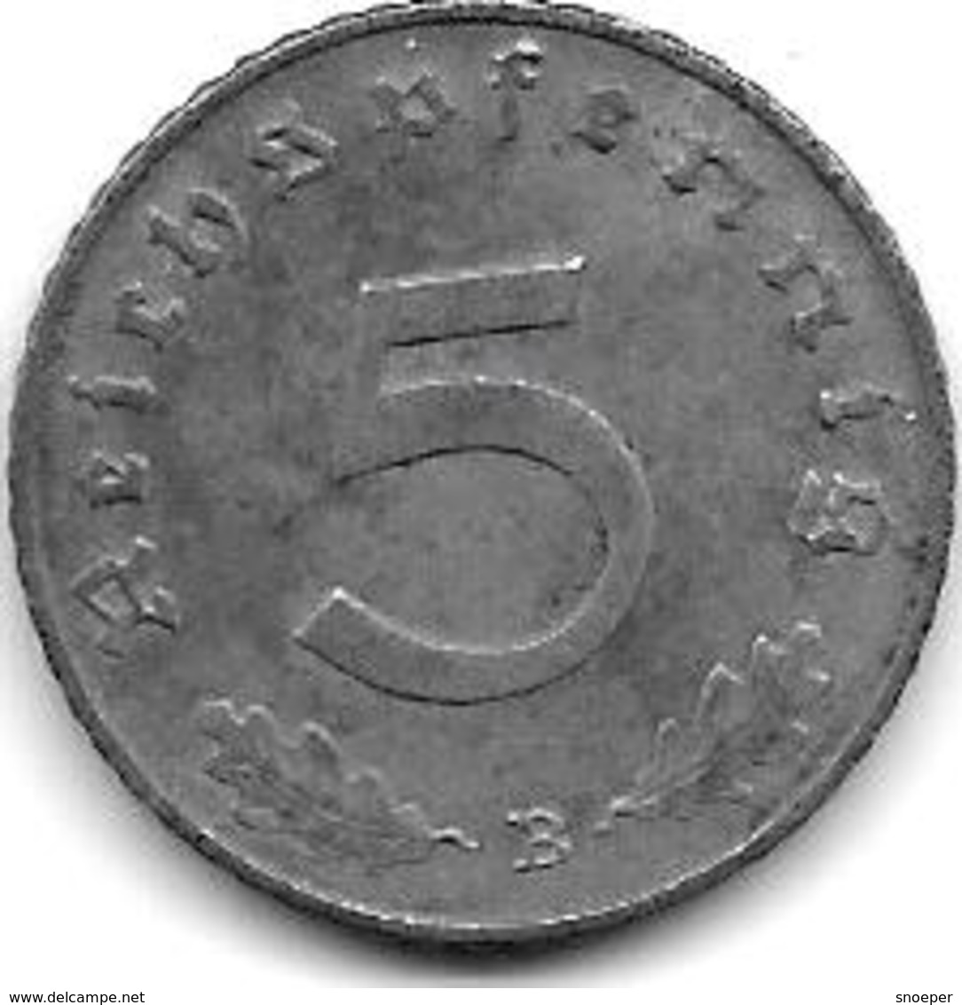 *germany 5 Pfennig 1940 B   Km 100   Xf+ - 5 Reichspfennig