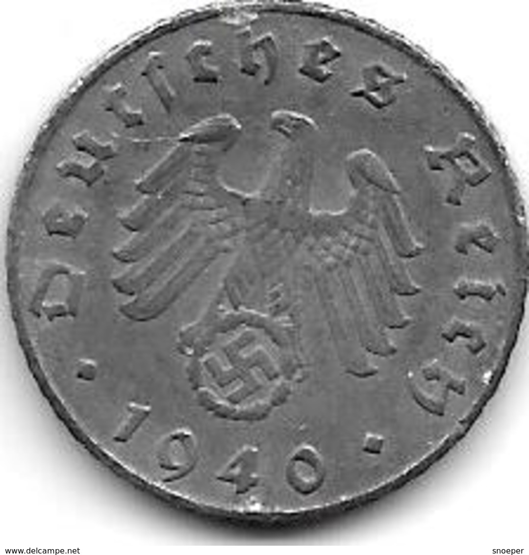 *germany 5 Pfennig 1940 B   Km 100   Xf+ - 5 Reichspfennig