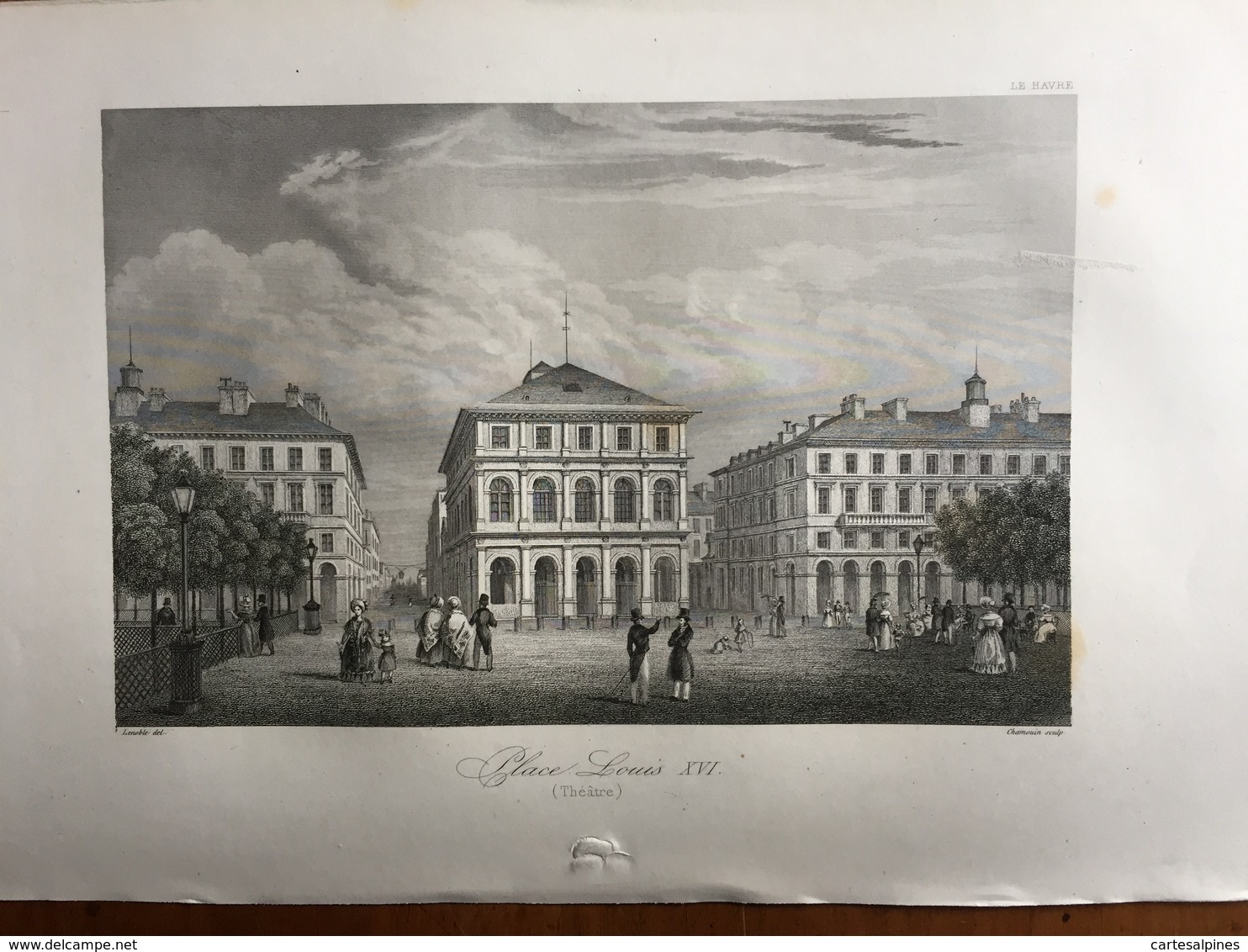 (Normandie) Le Havre: Place Louis XVI (théâtre). Gravure De 1840. - Normandie