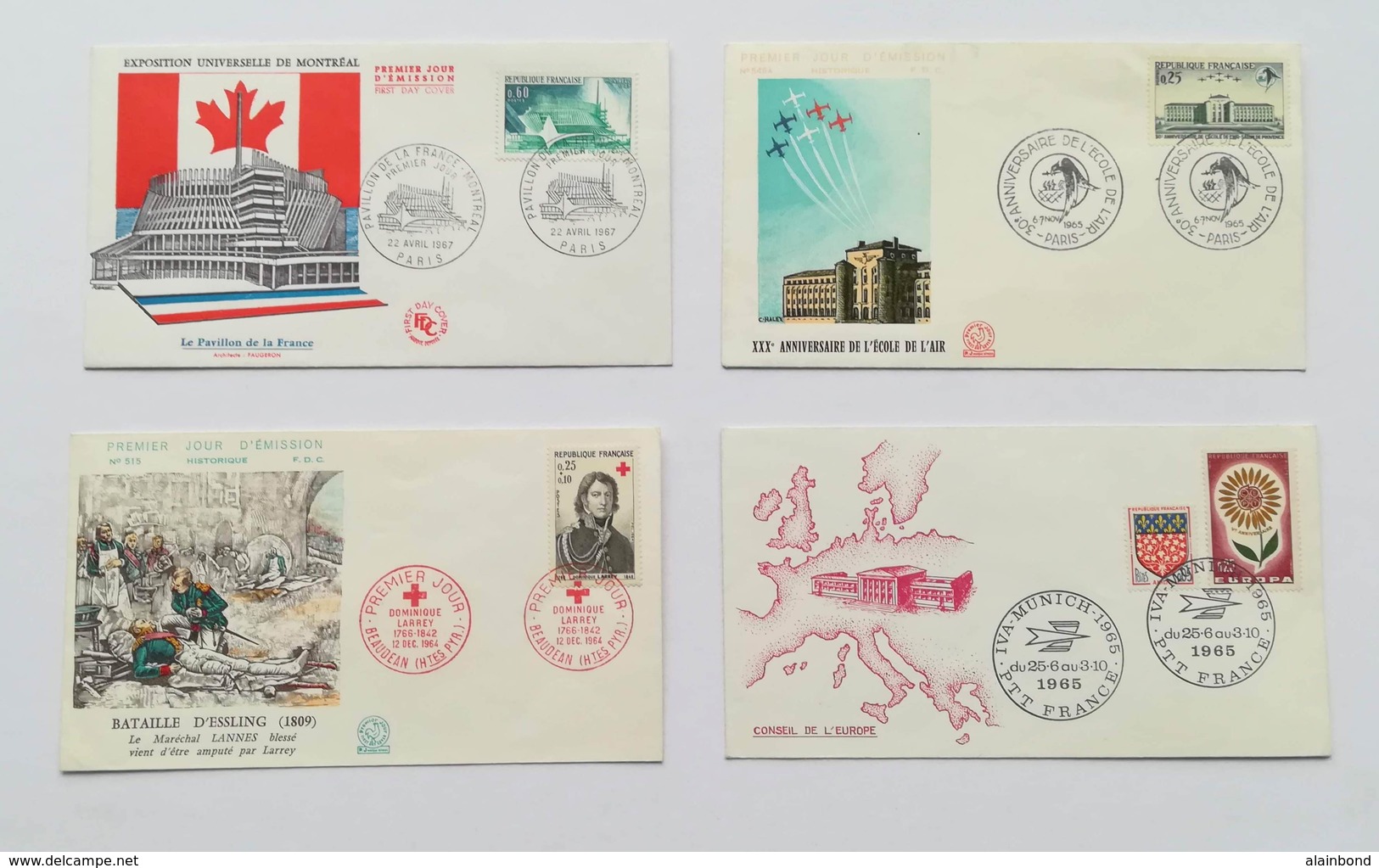 4 ENVELOPPES 1er JOUR : JEUX MONTREAL - ECOLE DE L'AIR - EUROPA - LARREY - 1960-1969