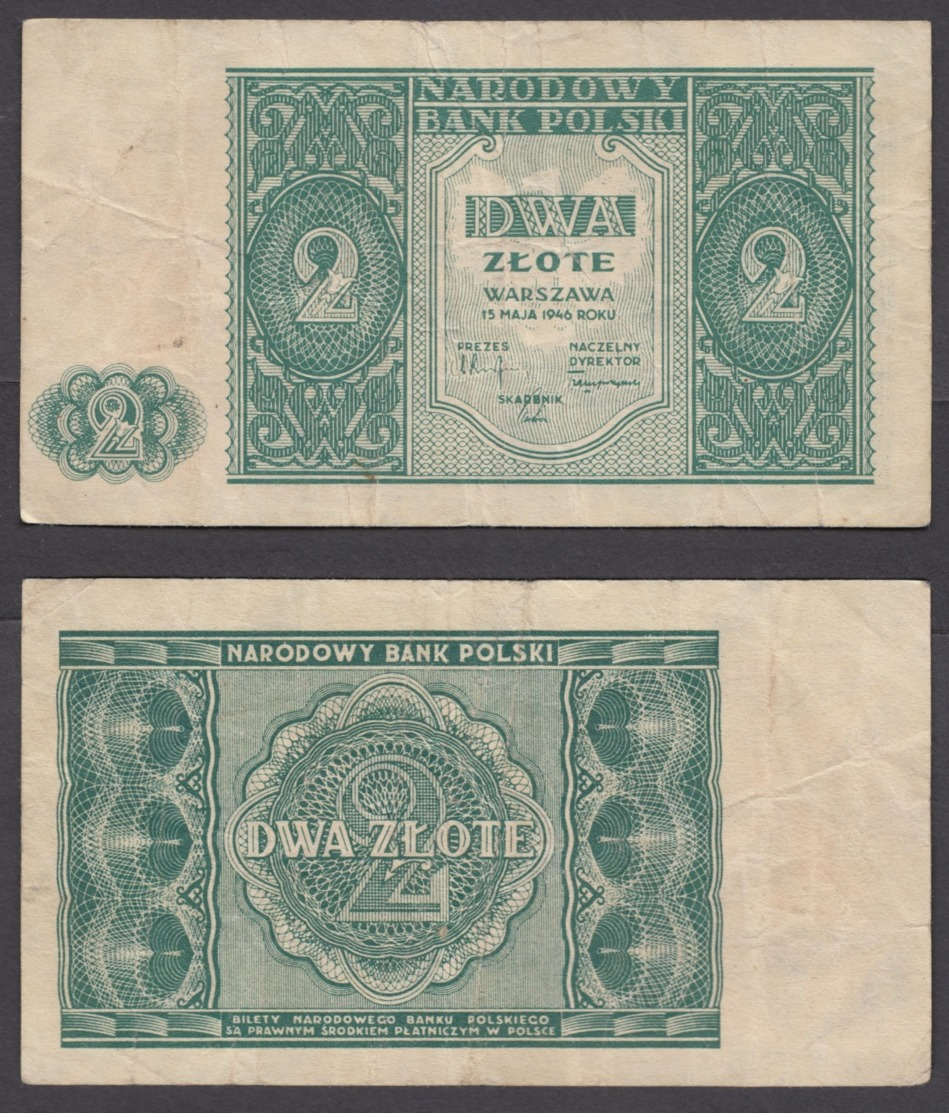 Poland 2 Zlote 1946 (aVF) Condition Banknote P-124 - Poland