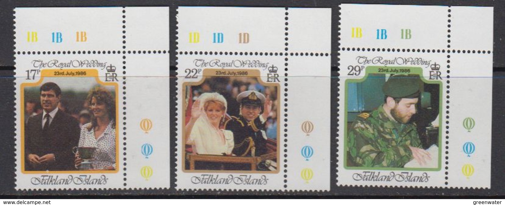 Falkland Islands 1986 Royal Wedding Of Prince Andrew 3v (corners) ** Mnh (41756B) - Falklandeilanden