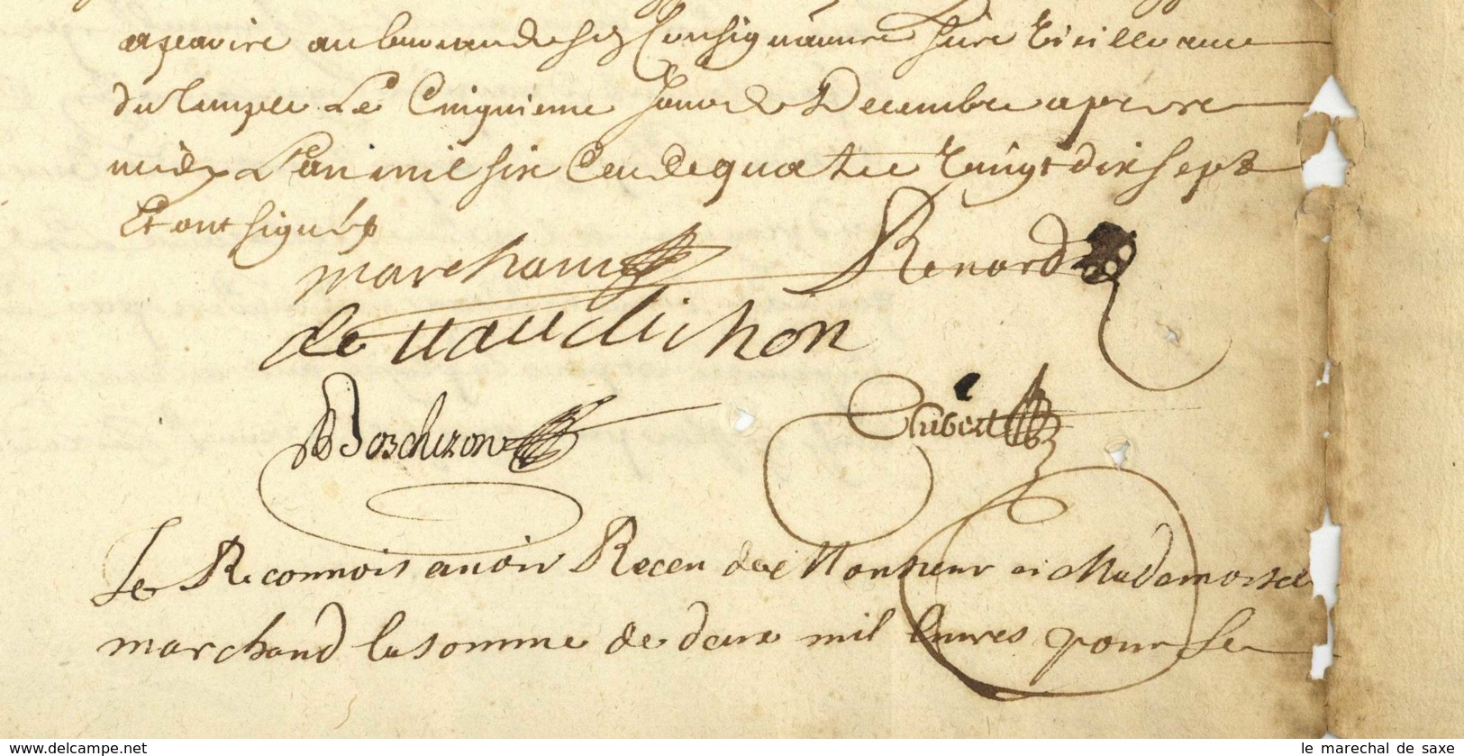 Paris 1687 Obligation Marchant De Vaudisson Renard Boscheron Aubert Generalite De Paris - Manuscritos