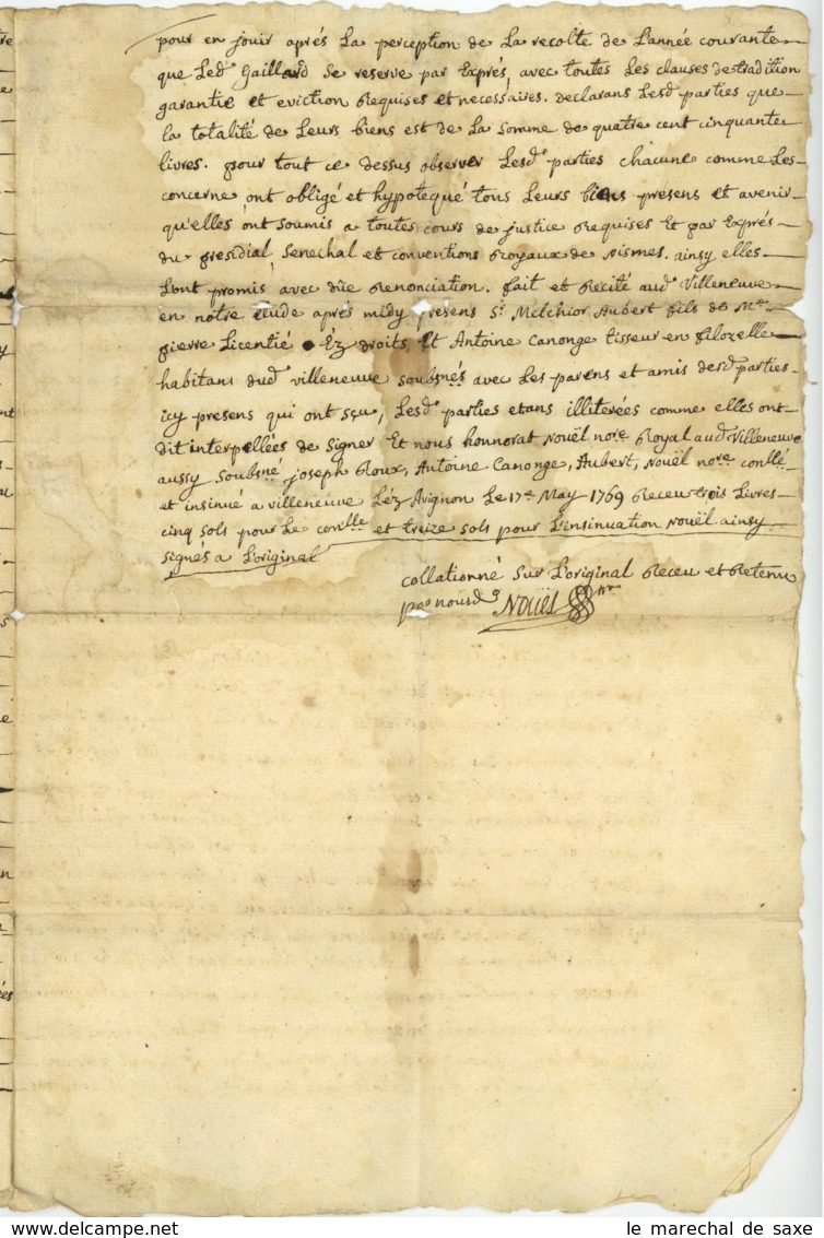 VILLENEUVE-LES-AVIGNON - 4 Documents Contrats De Mariage Etc. 1755 à 1788 Vigneron Gaillard Granier Mercurin Vidier Etc. - Manuscritos