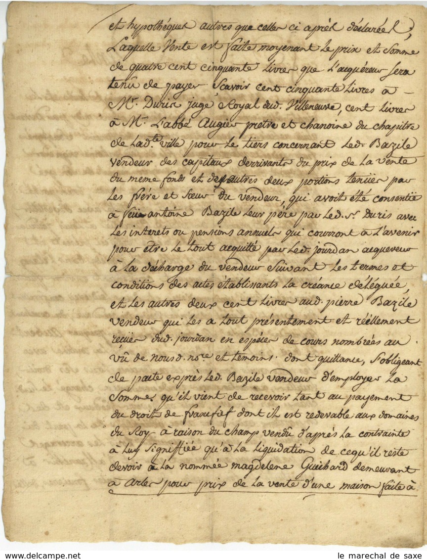 VILLENEUVE-LES-AVIGNON - 4 documents Contrats de Mariage etc. 1755 à 1788 Vigneron Gaillard Granier Mercurin Vidier etc.