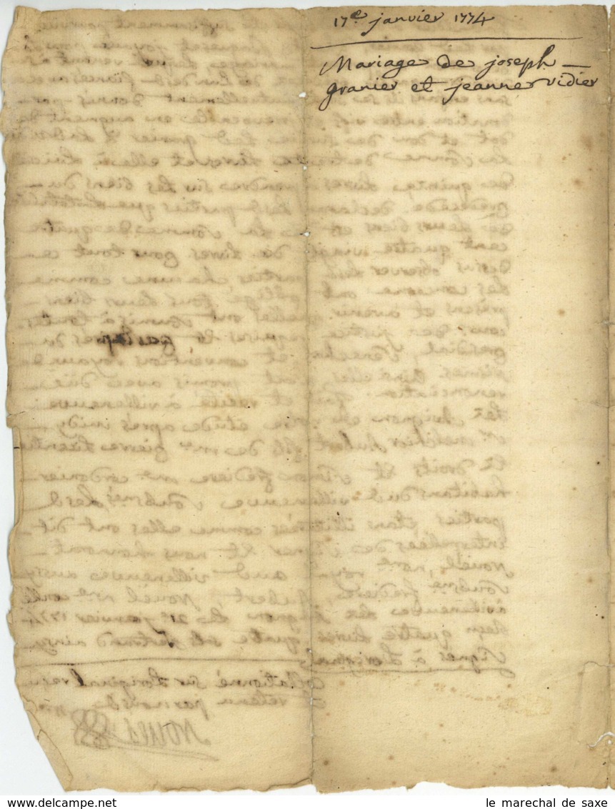 VILLENEUVE-LES-AVIGNON - 4 documents Contrats de Mariage etc. 1755 à 1788 Vigneron Gaillard Granier Mercurin Vidier etc.