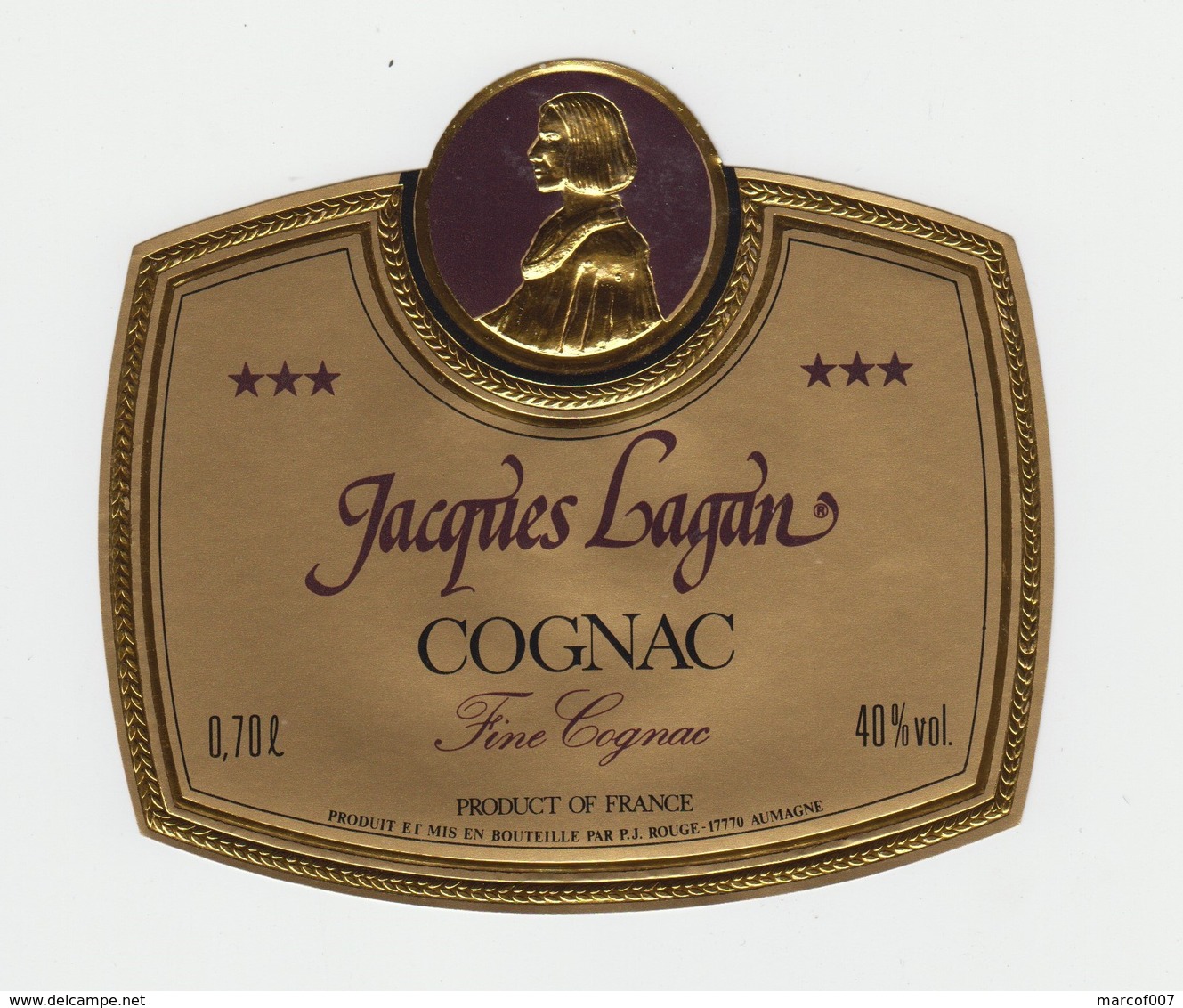 ETIQUETTE -  COGNAC - J LAGAN - FRENCH BRANDY - P. OUVRARD - PJ ROUGE' - TOTAL DE 30 ETIQUETTES - Alcools