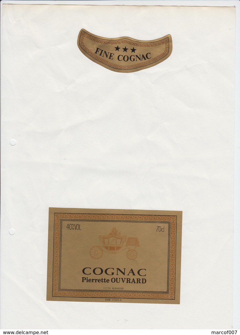 ETIQUETTE -  COGNAC - J LAGAN - FRENCH BRANDY - P. OUVRARD - PJ ROUGE' - TOTAL DE 30 ETIQUETTES - Alcools