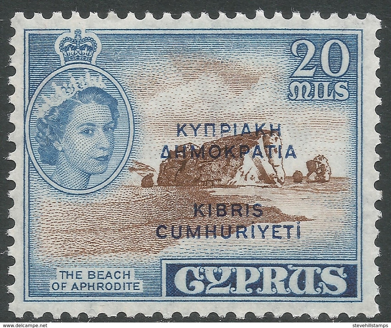 Cyprus. 1960-61 Republic Overprint. 20m MH. SG 193 - Unused Stamps