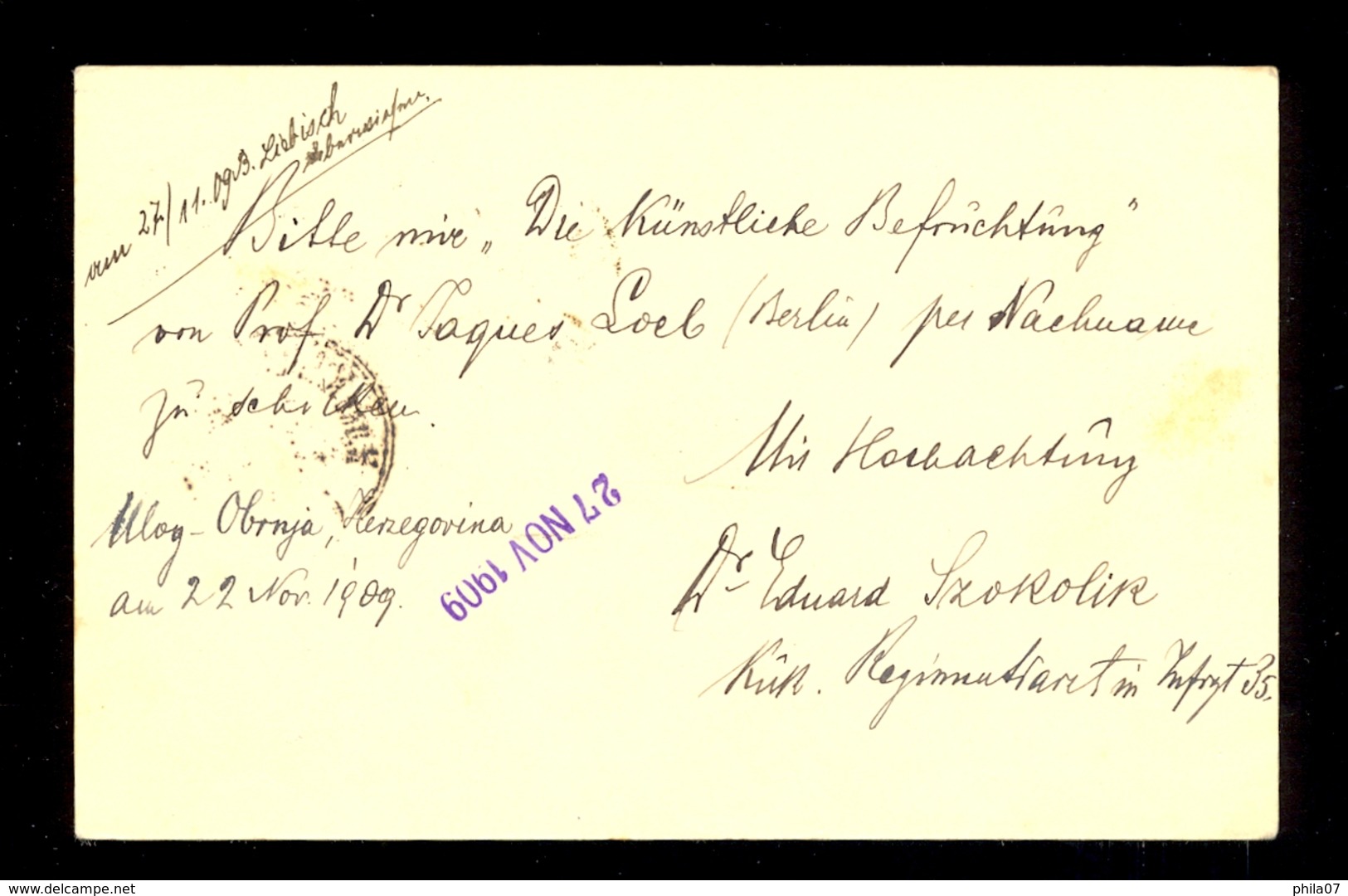 AUSTRIA, BOSNIA AND HERZEGOVINA - Stationery Sent From Ulok To Leipzig 22.11.1909 / 2 Scans - Altri & Non Classificati