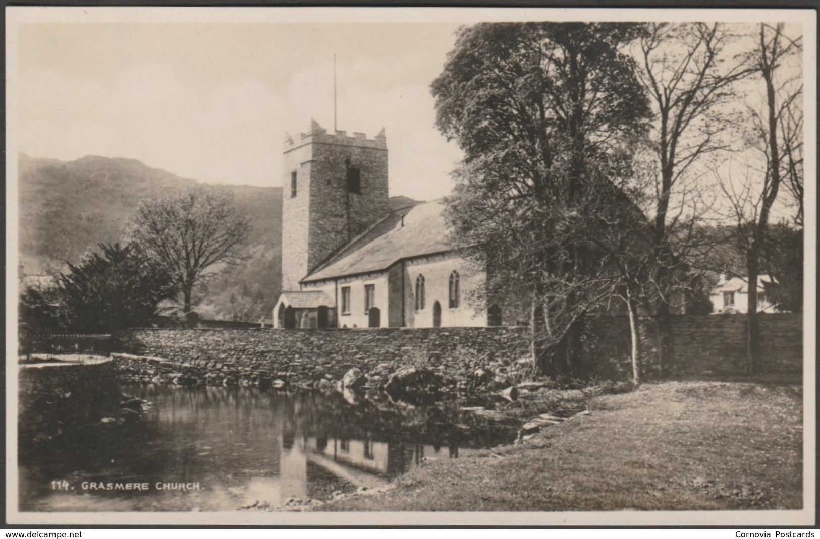 Grasmere Church, Westmorland, C.1920s - G P Abraham RP Postcard - Grasmere