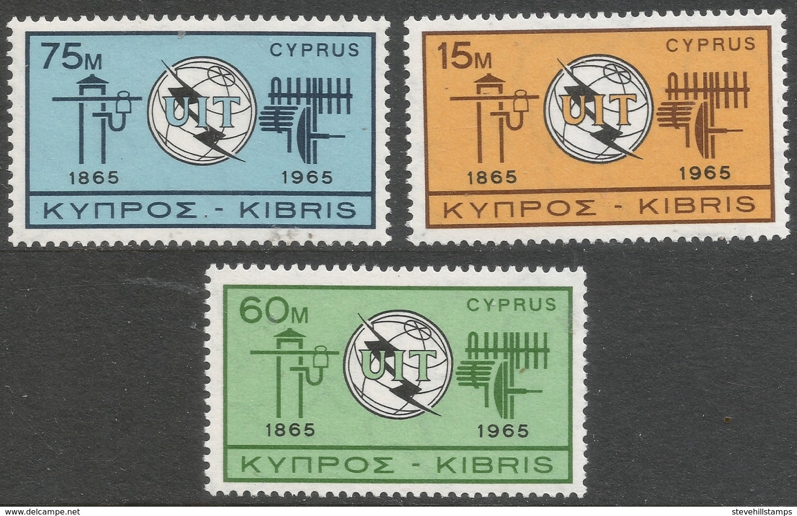 Cyprus. 1965 ITU Centenary. MH Complete Set. SG 262-264 - Unused Stamps