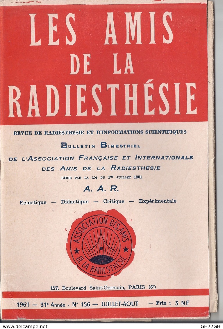 Revue "Les Amis De La Radiesthésie" -n°156 -1961 - Science