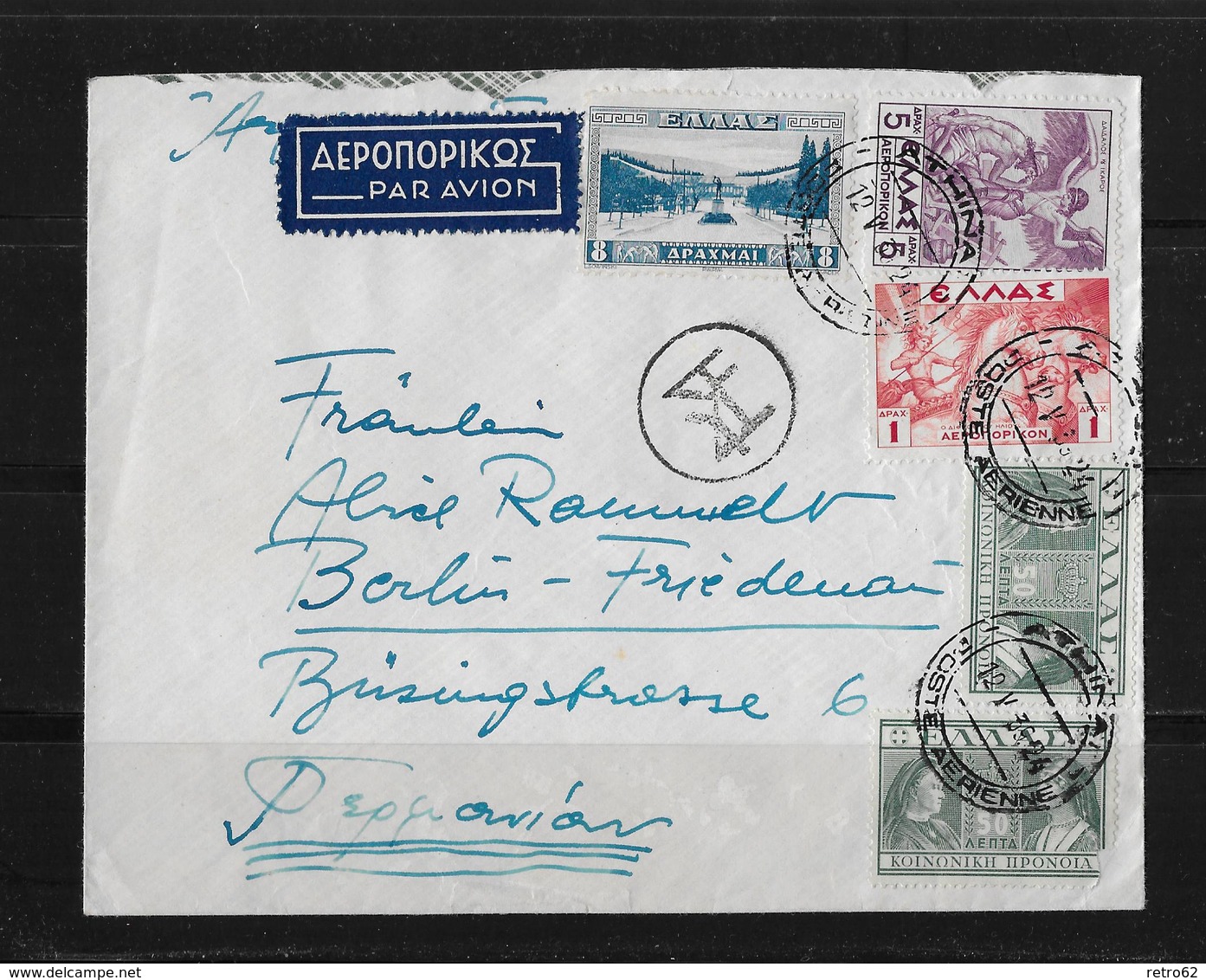 1939 Griechenland Luftpost-Brief, Athen - Berlin - Lettres & Documents