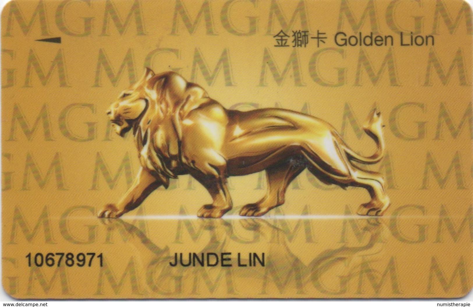 Carte De Membre Casino : MGM Grand Macau Macao : Gold Sans Lion Au Dos - Cartes De Casino