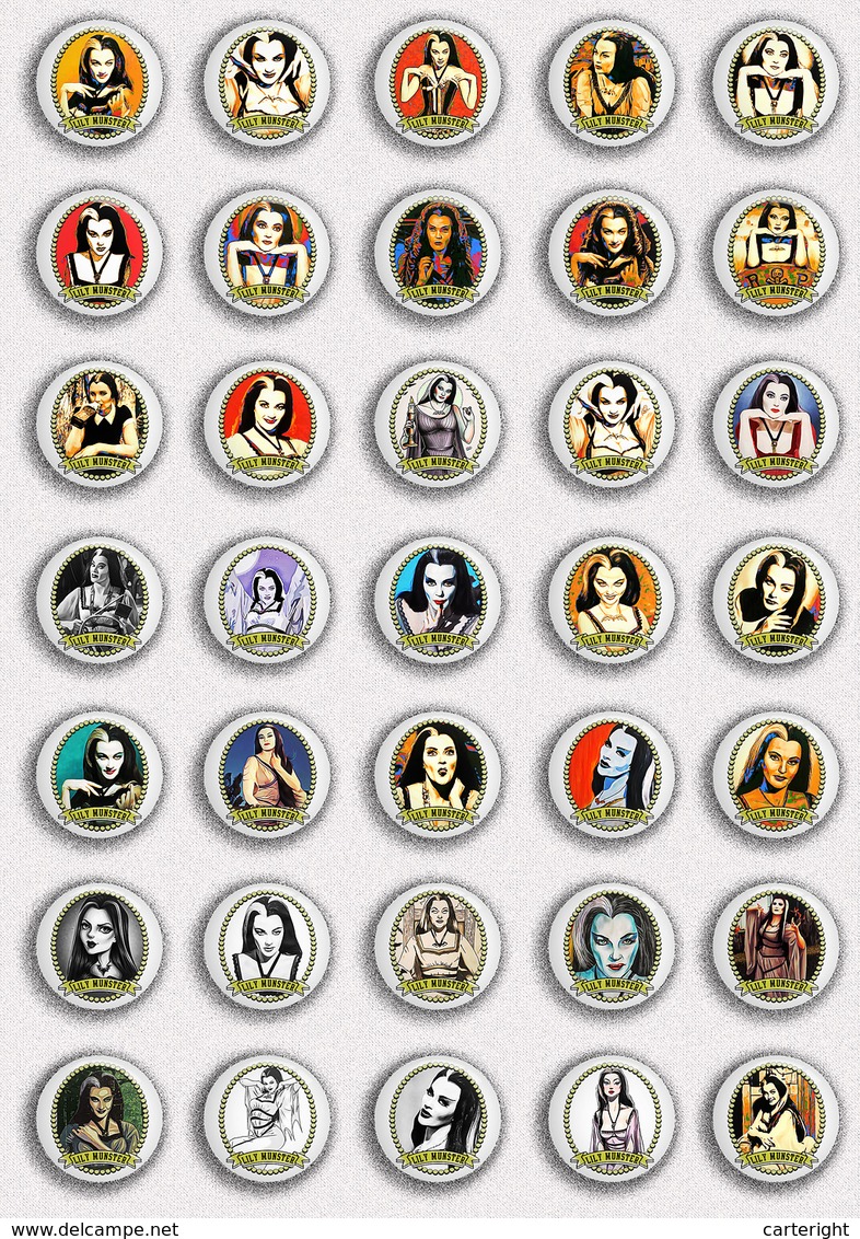 35 X The Munsters LILY Movie Film Fan ART BADGE BUTTON PIN SET 2 (1inch/25mm Diameter) - Films