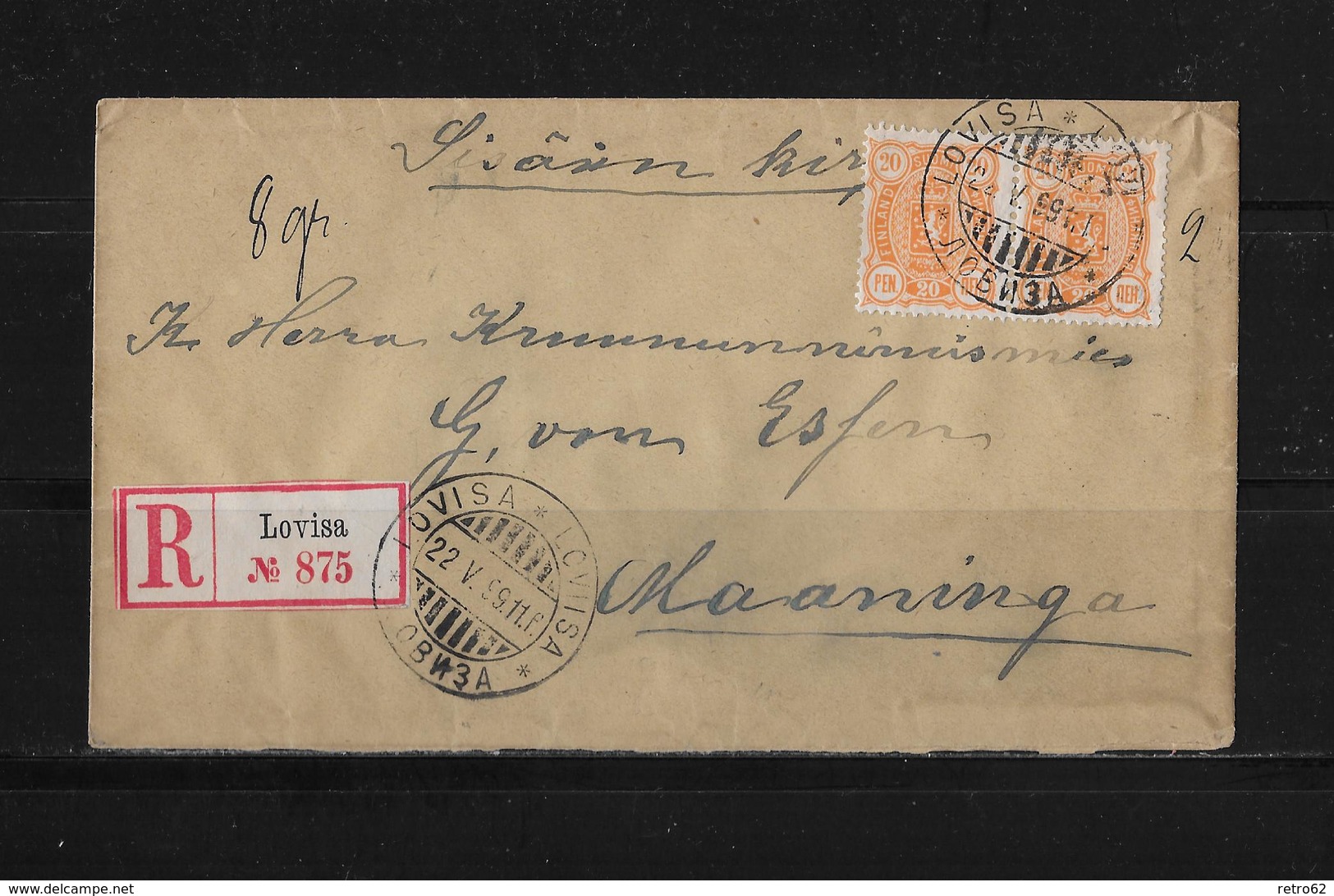 1899 Finnland R-Brief Lovisa - Manninka - Lettres & Documents