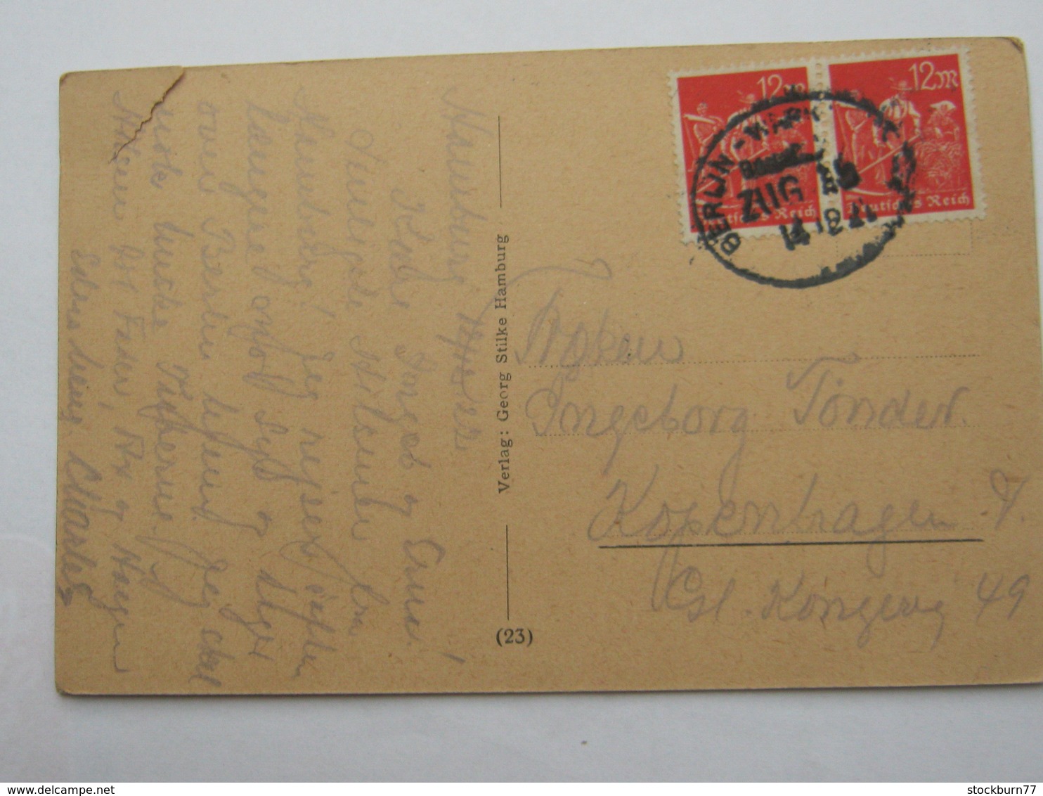 1922 , Seltene Mehrfachfrankatur Auf Karte Nach Dänemark - Briefe U. Dokumente