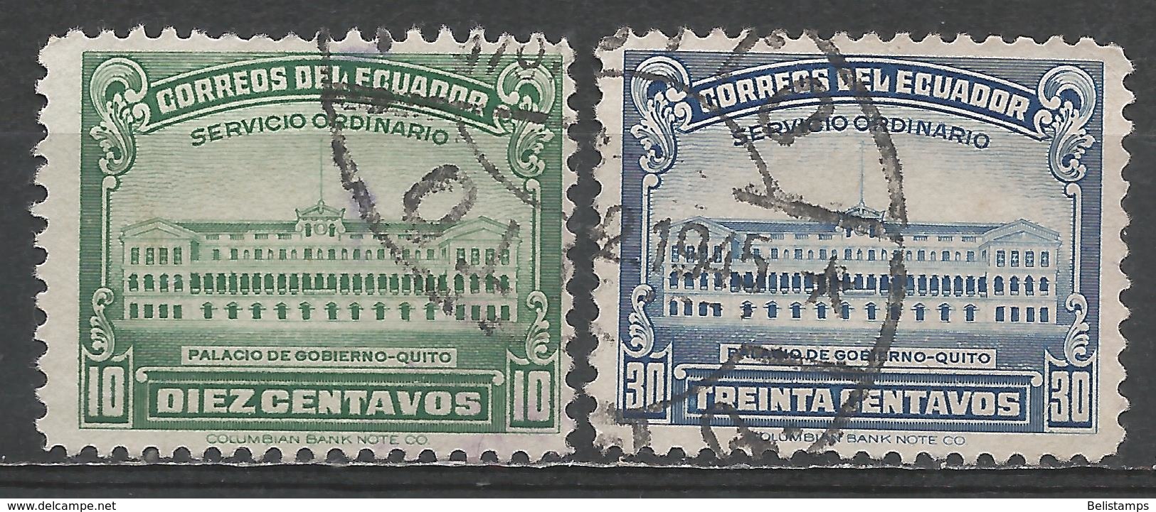 Ecuador 1944. Scott #438-9 (U) Government Palace, Quito ** Complet Set - Equateur