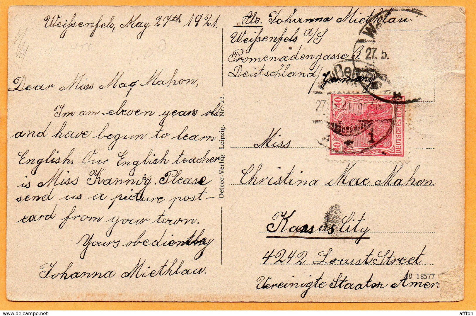 Weissenfels A S Germany 1921 Postcard - Weissenfels