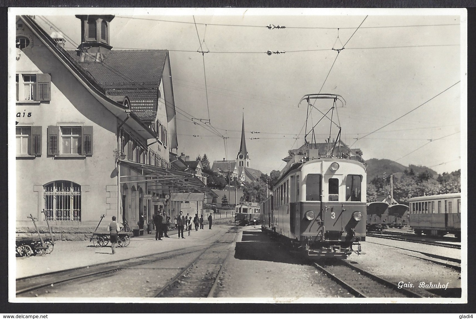 Gais - Bahnhof - Bahn - Lok - Belebt - Zug - 1934 - Gais