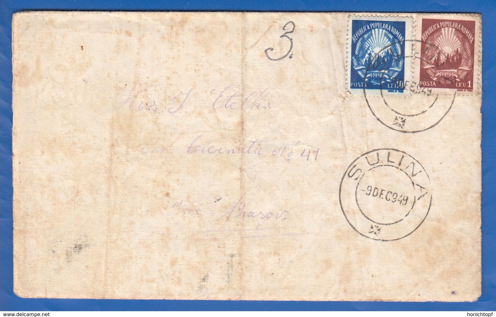 Rumänien; 1949; Brief Mit Inhalt; Stempel Sulina, Cernatul Und Brasov - Briefe U. Dokumente