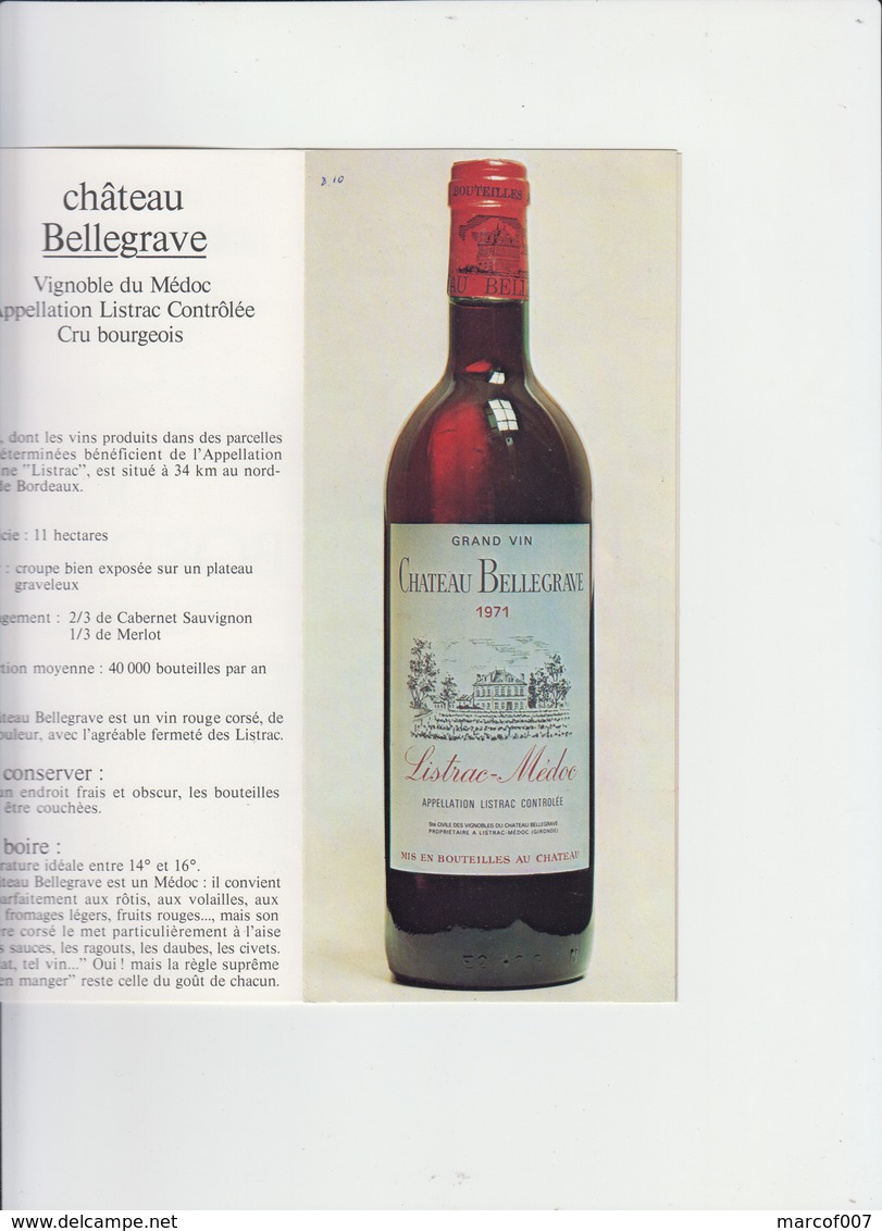 PUB - VIN DE BORDEAUX - VIGNOBLES DE BORDEAUX -MARGAUX - PAUILLAC - CHATEAU REYSSON - CATALOGUE 5 PAGES 1977 - Alcoholes