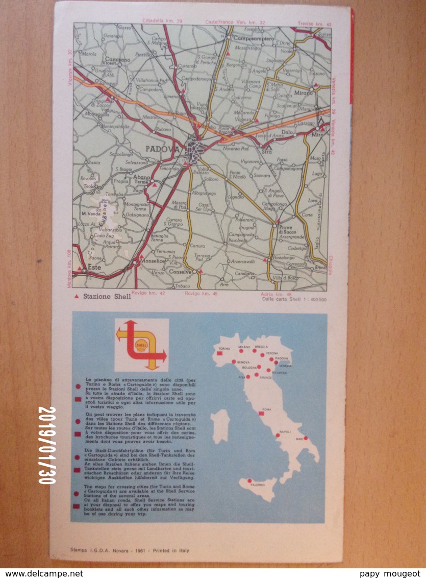 SHELL TOURING - PADOVA - 1961 - Strassenkarten