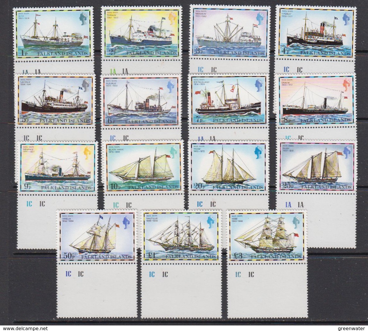 Falkland Islands 1978 Definitives / Ships 15v (+margin) ** Mnh (41757A) - Falklandeilanden