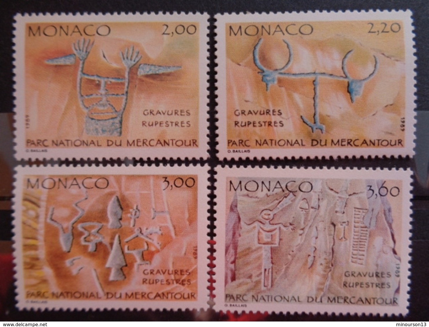 MONACO 1989 Y&T N° 1663 à 1668 ** - INSCRIPTIONS RUPESTRES DU PARC DU MERCANTOUR - Unused Stamps